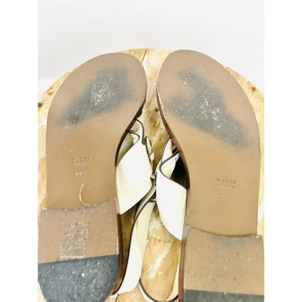 Gucci Women's‎ Liquid Gold Leather Thong Slingback SANDALS size 39.5